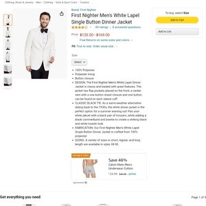 White first nighter dinner jacket all white no stains wore once